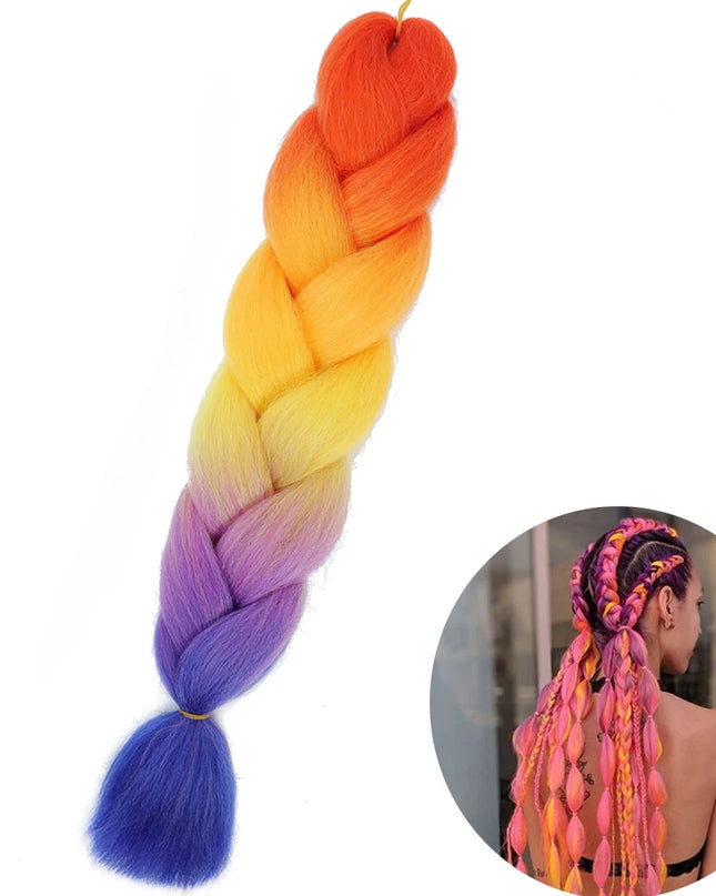 24" Synthetic Yaki Braids Hair kanekalon Ombre Braiding Hair Jumbo Braid Hair Extension For Women Hundreds of colors DIY Hair