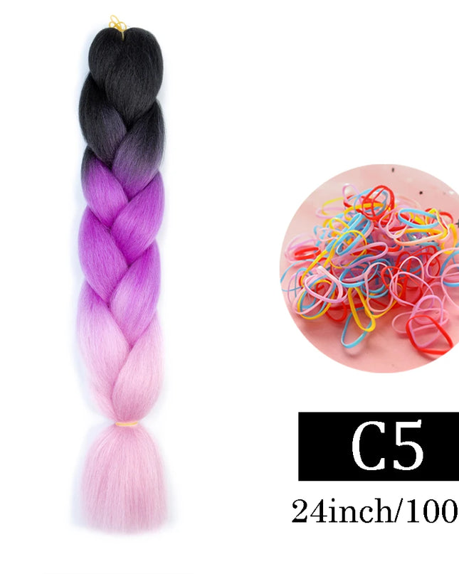 24 Inch Jumbo Braids Extensions Synthetic Braiding Hair Afro Ombre Color kanekalon Hair for Children Braid