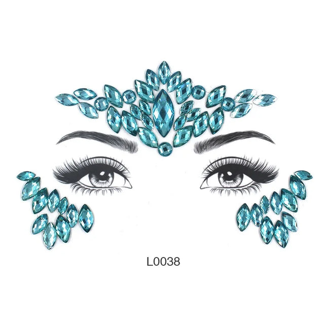 3D Sexy Face Tattoo Crystal Stickers Temporary Tattoos Glitter Fake Tattoo Rhinestones Masquerade Women Party Face Jewels Tattoo