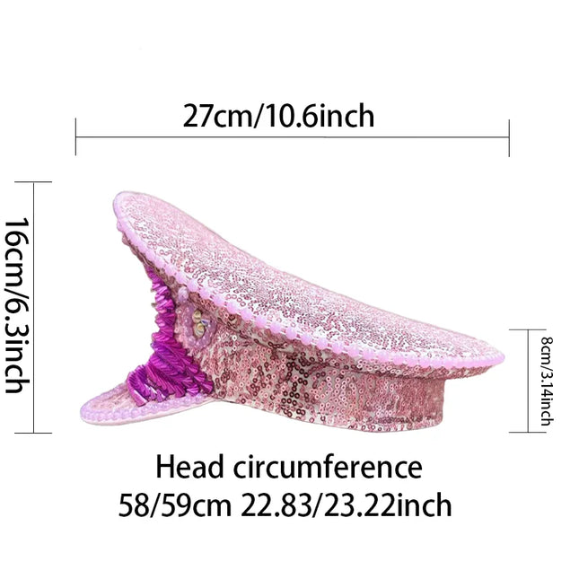 2025 Bling Captain Hat Rhinestone Captains Hat for Men Handmade Steampunk Hat Burning Man Mardi Gras Hats Masquerade HongLuan