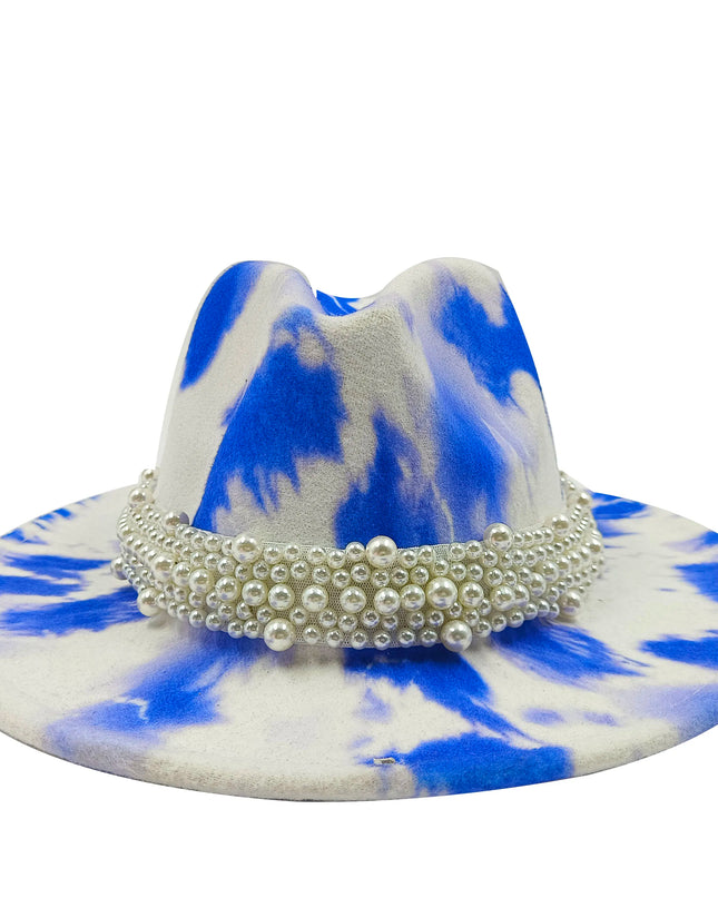 bulk price fedora hat for women Tie dyed hat   3d painted felt hat party hat model photo wide brim panama cap unisex cap