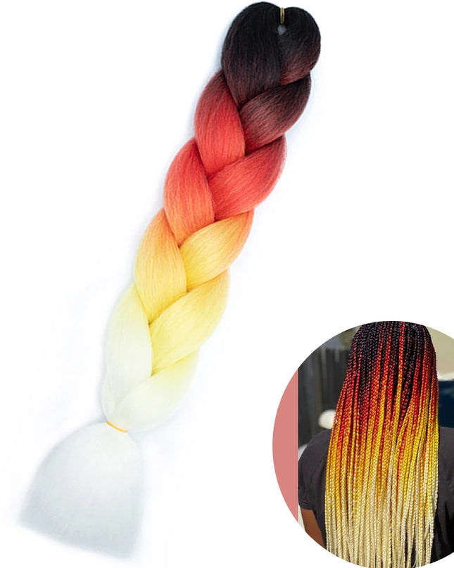 24" Synthetic Yaki Braids Hair kanekalon Ombre Braiding Hair Jumbo Braid Hair Extension For Women Hundreds of colors DIY Hair