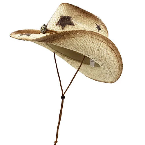 Army Green Camo Cowboy Hat Straw Hat Star Jazz Straw Hat Panama Paper Grass Western United States Cowboy Hat Fashion Travel