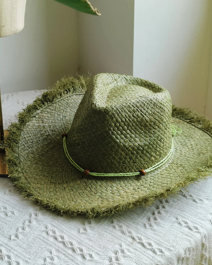 Hand-painted Western Cowboy hat Bronze green hat for men women Large Brim stiff straw hat summer sombrero vaquero hombreковбойс
