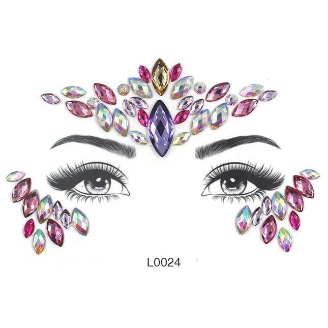 3D Sexy Face Tattoo Crystal Stickers Temporary Tattoos Glitter Fake Tattoo Rhinestones Masquerade Women Party Face Jewels Tattoo