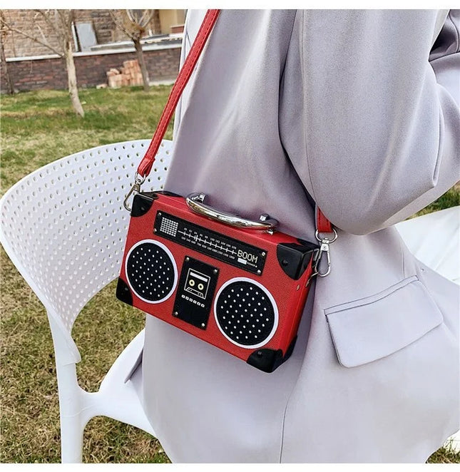 3 Color Vintage Versatile Creative Radio Unisex Satchel Metal Punk Shoulder Bag Nostalgia Small Square Bag for women men grils