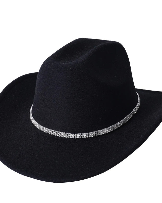 Fashion Rhinestone Girls Cowboy Hat for Women and Men with Shapeable Wide Brim - Felt Cattleman Western Cowgirls Hats Party Hat