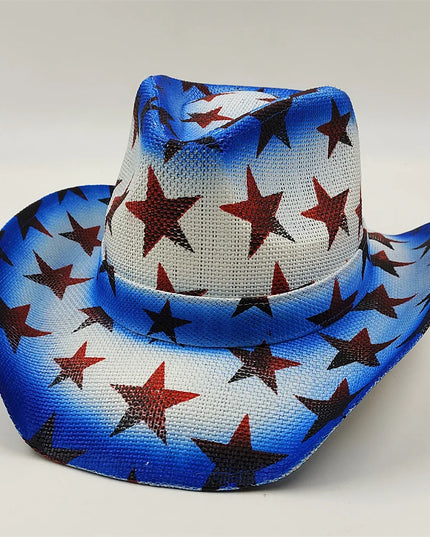 Army Green Camo Cowboy Hat Straw Hat Star Jazz Straw Hat Panama Paper Grass Western United States Cowboy Hat Fashion Travel