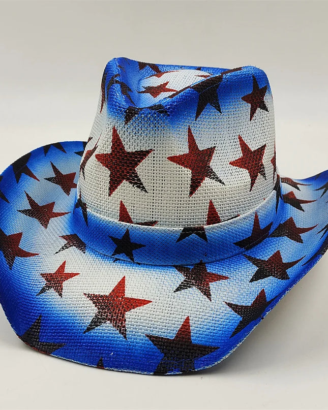 Army Green Camo Cowboy Hat Straw Hat Star Jazz Straw Hat Panama Paper Grass Western United States Cowboy Hat Fashion Travel