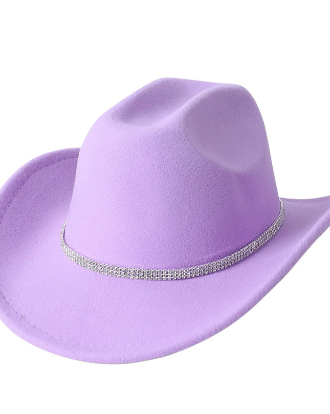 Fashion Rhinestone Girls Cowboy Hat for Women and Men with Shapeable Wide Brim - Felt Cattleman Western Cowgirls Hats Party Hat