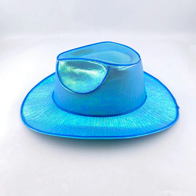 LED Western Cowboy Hat Cowgirl Hat Retro EL Wire Light Brim Jazz Top Hat Bride Cowboy Hat Cosplay Cowboy Costume For Women Men