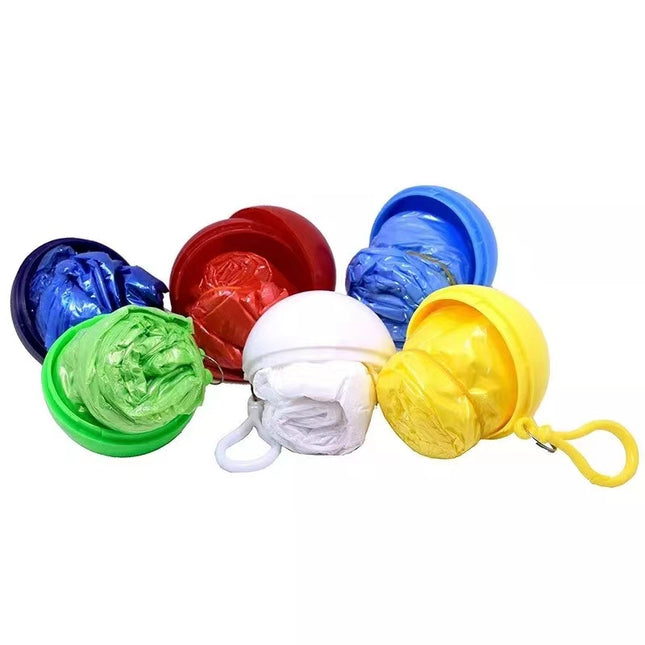 1Pcs Disposable Portable Raincoat Adult Emergency Waterproof Hood Poncho Hiking Camping Keyring Ball Must Rain Coat Unisex