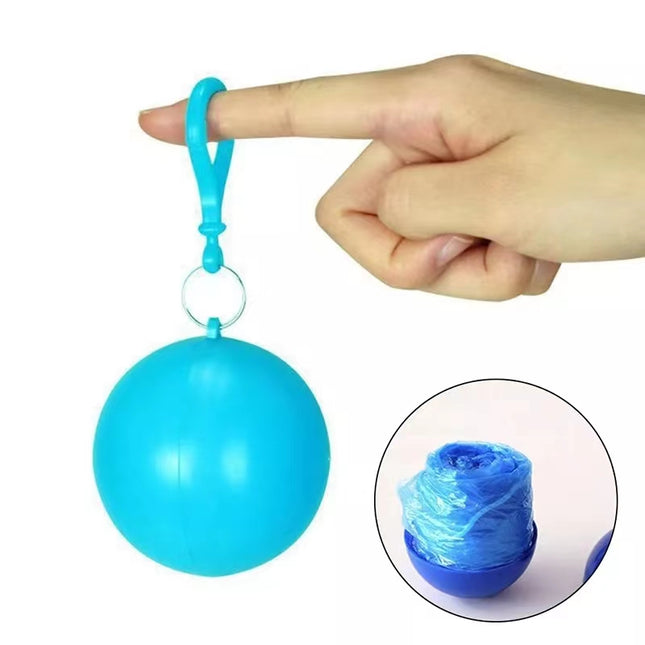 1Pcs Disposable Portable Raincoat Adult Emergency Waterproof Hood Poncho Hiking Camping Keyring Ball Must Rain Coat Unisex