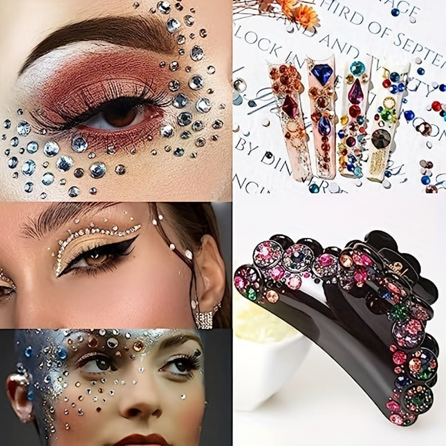 165/ 900 Pcs Facial Stickers Self Adhesive Rhinestones For Eye Makeup, 15 Colors Rainbow Rhinestones Face Jewelry Face Gems Stickers, DIY Nail Makeup 3mm 4mm 5mm 6mm Halloween Rave Festival Accessories Costume For Women