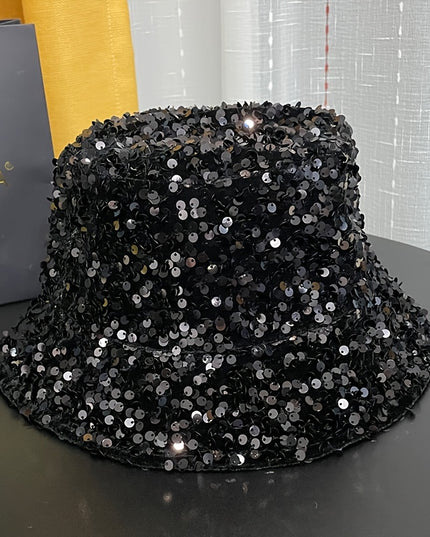 Trendy Sparkling Sequins Bucket Hat Classic Solid Color Music Festival Party Hat Classic Fisherman Cap For Women daily uses
